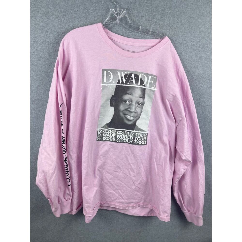 D Wade World Tour Shirt Men's 3XL Pink Long Sleeve Crew Neck NBA Basketball Goat